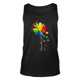Choose Kind Autism Awareness Sunflower Mom Autism Puzzle Unisex Tank Top - Monsterry