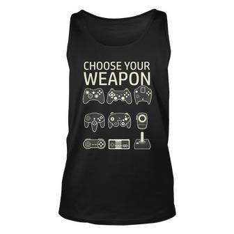 Choose Your Weapon Gaming Controllers Console Gamer Funny Tshirt Unisex Tank Top - Monsterry DE
