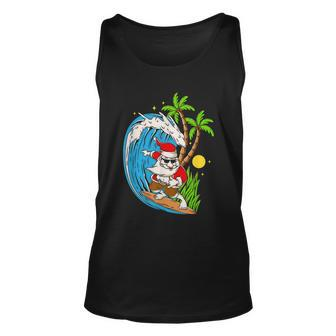 Christmas Im July | Summer Santa Claus Beach Hawaii Surf Unisex Tank Top - Monsterry UK