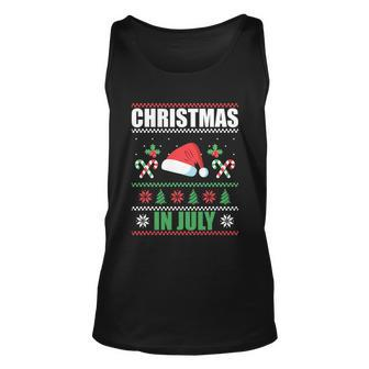 Christmas In July Merry Christmas Summer Santa Hat Design Funny Unisex Tank Top - Monsterry