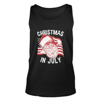 Christmas In July Retro Hipster Funny Santa 4Th Of July Unisex Tank Top - Monsterry