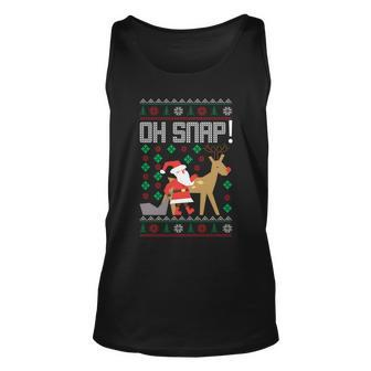 Christmas Oh Snap Santa With Reindeer Ugly Christmas Sweater Graphic Design Printed Casual Daily Basic Unisex Tank Top - Thegiftio UK