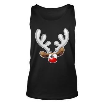 Christmas Red Nose Reindeer Face Graphic Design Printed Casual Daily Basic Unisex Tank Top - Thegiftio UK