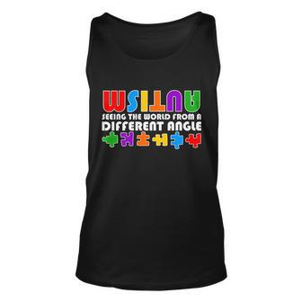 Colorful - Autism Awareness - Seeing The World From A Different Angle Tshirt Unisex Tank Top - Monsterry
