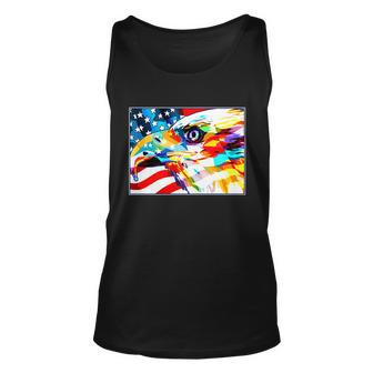 Colorful Usa American Flag Eagle Head Pop Art Unisex Tank Top - Monsterry