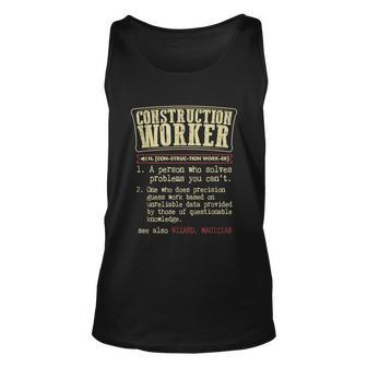 Construction Worker Funny Definition Graphic Design Printed Casual Daily Basic Unisex Tank Top - Thegiftio UK