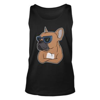 Cool French Bulldog Sunglasses Unisex Tank Top - Monsterry