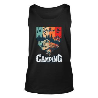 Cool Retro Tent In The Nature Id Rather Be Camping Cute Gift Unisex Tank Top - Monsterry