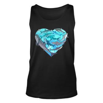 Cool Shark Love Heart Unisex Tank Top - Monsterry CA