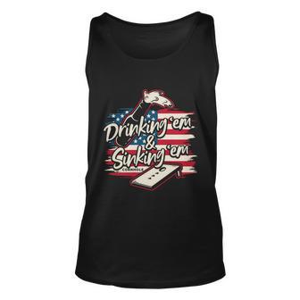 Cornhole Shirts For Men Drinking Em Sinking Em 4Th Of July Unisex Tank Top - Monsterry