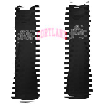 Cortland Varsity Style Red Text Men Women Tank Top Graphic Print Unisex - Thegiftio