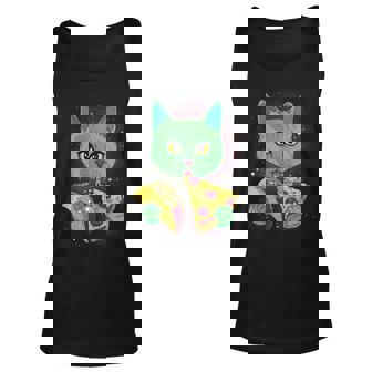 Cosmic Pizza Taco Space Cat Graphic Design Printed Casual Daily Basic Unisex Tank Top - Thegiftio UK