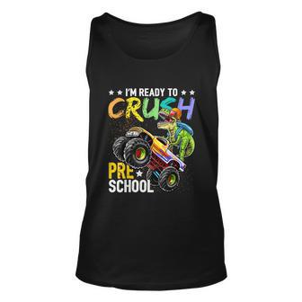 Crush Preschool Dinosaur Monster Truck Funny Teacher Unisex Tank Top - Monsterry