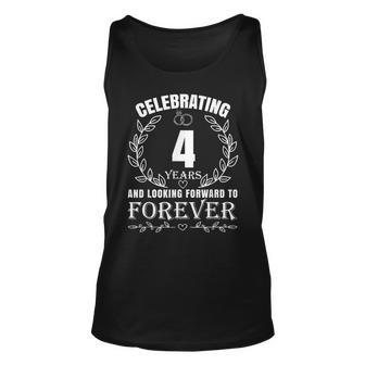 Cute 4Th Wedding Anniversary For Couples Married 4 Year Unisex Tank Top - Seseable