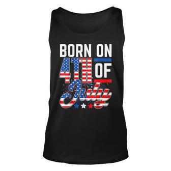 Cute Born On 4Th Of July Birthday Fireworks Independence Day Unisex Tank Top - Seseable