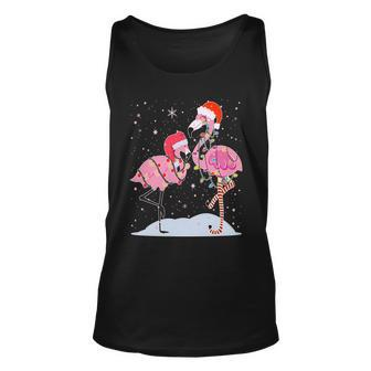 Cute Christmas Festive Flamingos Tshirt Unisex Tank Top - Monsterry