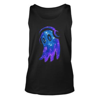 Cute Ghost Wearing Headphones Halloween Funny Ghost Men Women Tank Top Graphic Print Unisex - Thegiftio UK