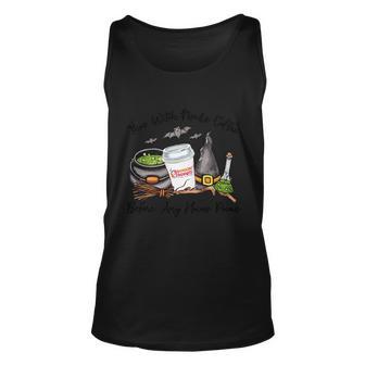 Cute Halloween Funny Halloween Day This Witch Needs Coffee Before Any Hocus Po Unisex Tank Top - Thegiftio UK