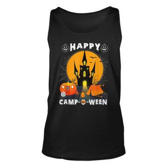 Cute Happy Camp-O-Ween Funny Halloween Camping Lover Camper Men Women Tank Top Graphic Print Unisex - Thegiftio UK