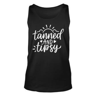Cute Summer Tanned And Tipsy Funny Salty Beaches Girls Trip Unisex Tank Top - Seseable