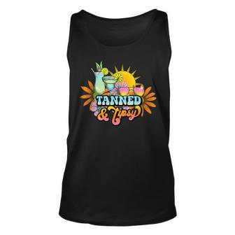 Cute Summer Tanned And Tipsy Funny Salty Beaches Girls Trip V2 Unisex Tank Top - Seseable