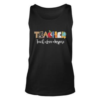 Cute Teacher Teach Love Inspire Unisex Tank Top - Thegiftio UK