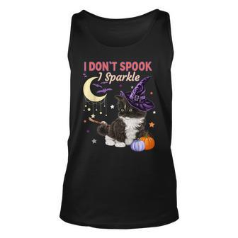 Cute Witch Cat Funny Halloween Kitty Cat Costume Witch Hat Unisex Tank Top - Seseable