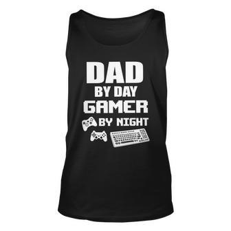 Dad By Day Gamer By Night Tshirt Unisex Tank Top - Monsterry UK