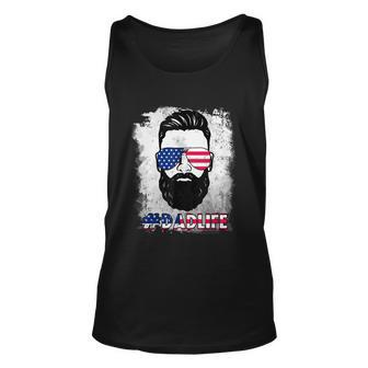 Dad Life Beard Sunglasses Usa Flag Fathers Day 4Th Of July Unisex Tank Top - Monsterry
