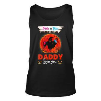 Daddy Pink Or Blue Gender Reveal Moon Witch Halloween Party Unisex Tank Top - Seseable