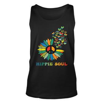 Daisy Peace Sign & Hearts Hippie Soul Retro Vintage Hippie Unisex Tank Top - Thegiftio