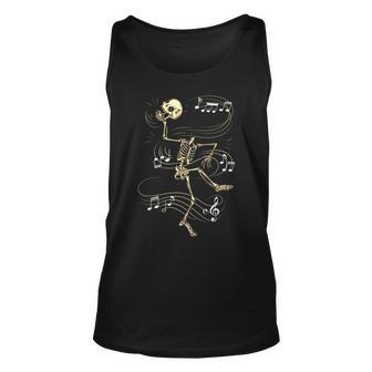 Dancing Skeleton Music Notes Skull Halloween Dance Of Death Unisex Tank Top - Seseable