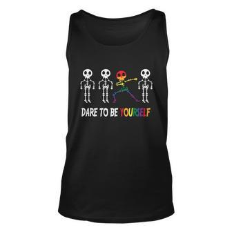 Dare To Be Yourself Lgbt Gay Pride Lesbian Bisexual Ally Quote Unisex Tank Top - Monsterry