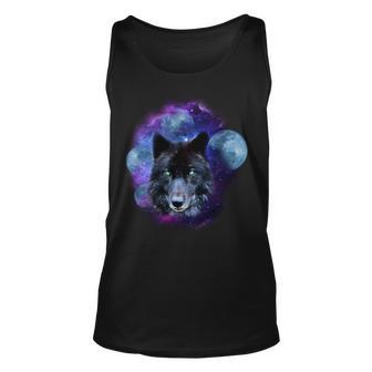 Dark Moon Wolf Galaxy Unisex Tank Top - Monsterry AU