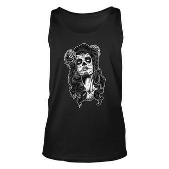 Day Of The Dead Beauty Skeleton Tshirt Unisex Tank Top - Monsterry