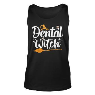 Dental Witch Hats Halloween Broom Stick Ghost Dentist Unisex Tank Top - Seseable