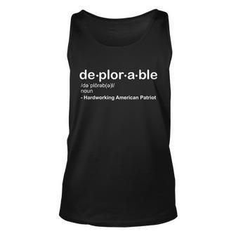 Deplorable Definition Hard Working American Donald Trump Unisex Tank Top - Monsterry DE