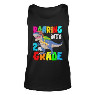 Dinosaur Roaring Into 2Nd Grade Unisex Tank Top - Monsterry