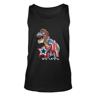Dinosaur Trex Mullet Funny 4Th Of July Usa American Flag Unisex Tank Top - Monsterry