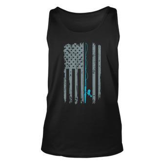 Distressed American Flag Fishing Pole Unisex Tank Top - Monsterry DE