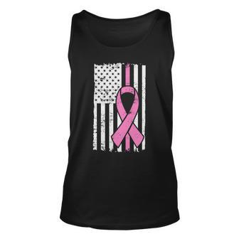Distressed Breast Cancer Ribbon Flag Unisex Tank Top - Thegiftio UK