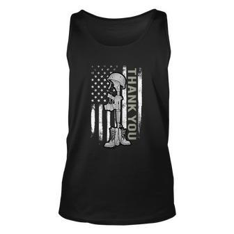 Distressed Memorial Day Gift Us Flag Military Boots Dog Tags Gift Unisex Tank Top - Monsterry DE