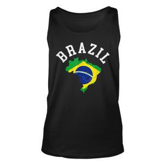 Distressed Retro Brazil Flag Map Patriotic Unisex Tank Top - Thegiftio UK