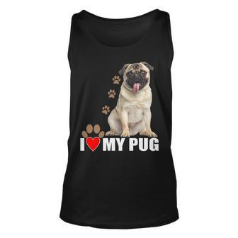 Dogs - I Love My Pug Unisex Tank Top - Monsterry AU