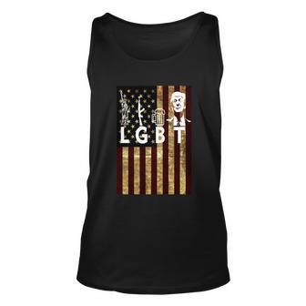 Donald Trump Lgbt Liberity Guns Beer Trump Usa Flag Tshirt Unisex Tank Top - Monsterry