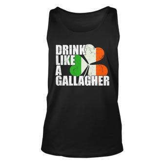Drink Like A Gallagher Irish Clover Unisex Tank Top - Thegiftio UK