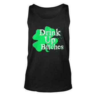 Drink Up Bitches St Patricks Day Clover Tshirt Unisex Tank Top - Monsterry UK