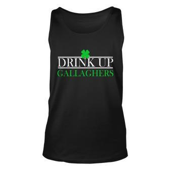 Drink Up Gallaghers Funny St Patricks Day T-Shirt Graphic Design Printed Casual Daily Basic Unisex Tank Top