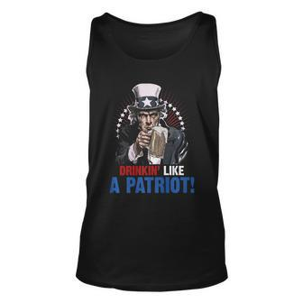 Drinkin Like A Patriot 4Th Of July Uncle Sam Unisex Tank Top - Monsterry CA