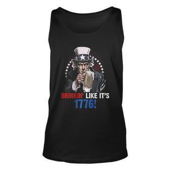 Drinkin Like Its 1776 4Th Of July Uncle Sam Unisex Tank Top - Monsterry